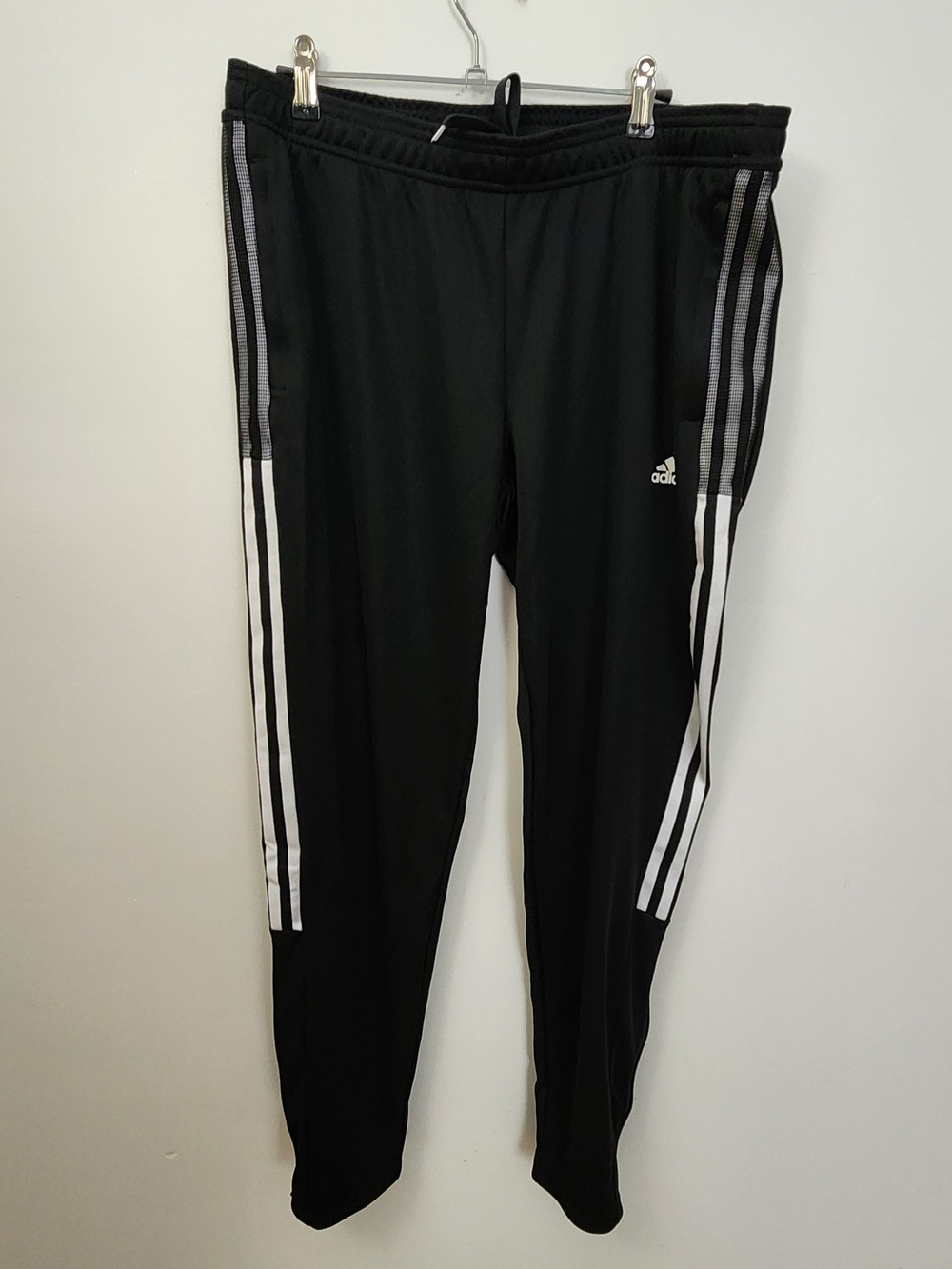 Women's Adidas Black Track Pants with White Stripe Detail